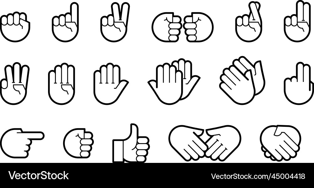 Handgesten Linie Icons flachen Stil Handgesten Linie Icons flachen Stil vektorbild