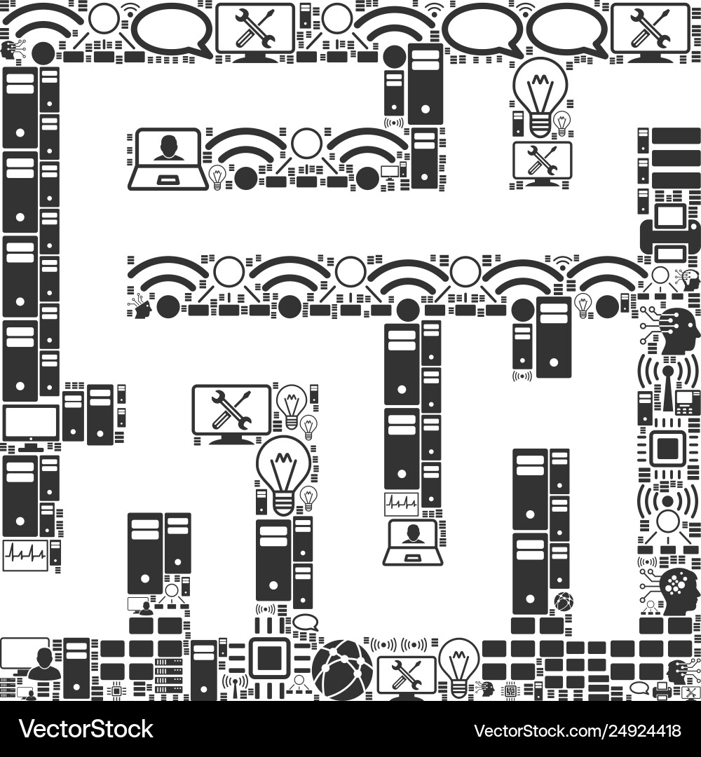 Labyrinth mosaic icon for bigdata and computing Labyrinth mosaic icon for bigdata and computing vector image
