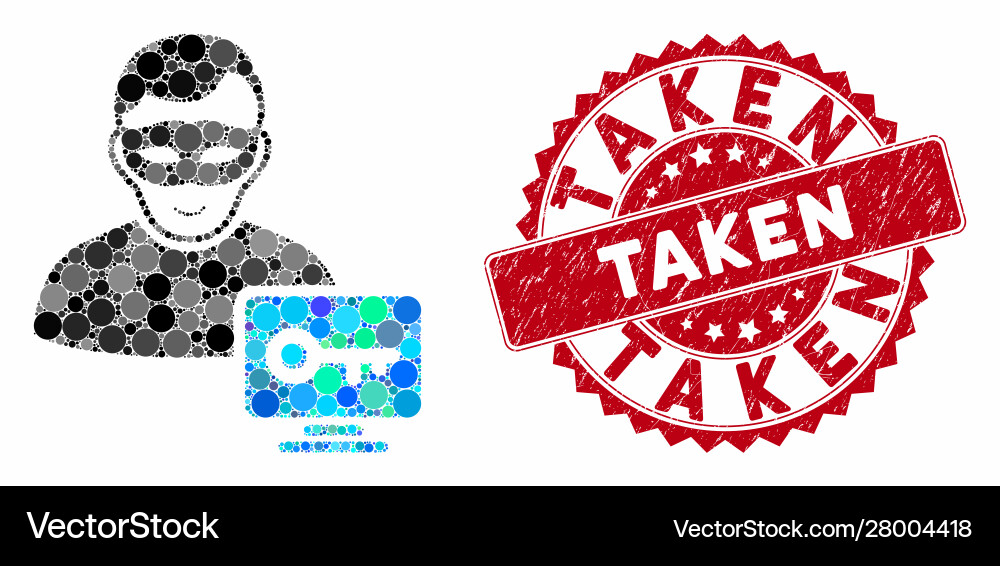 Mosaic computer hacker with grunge taken seal Mosaic computer hacker with grunge taken seal vector image