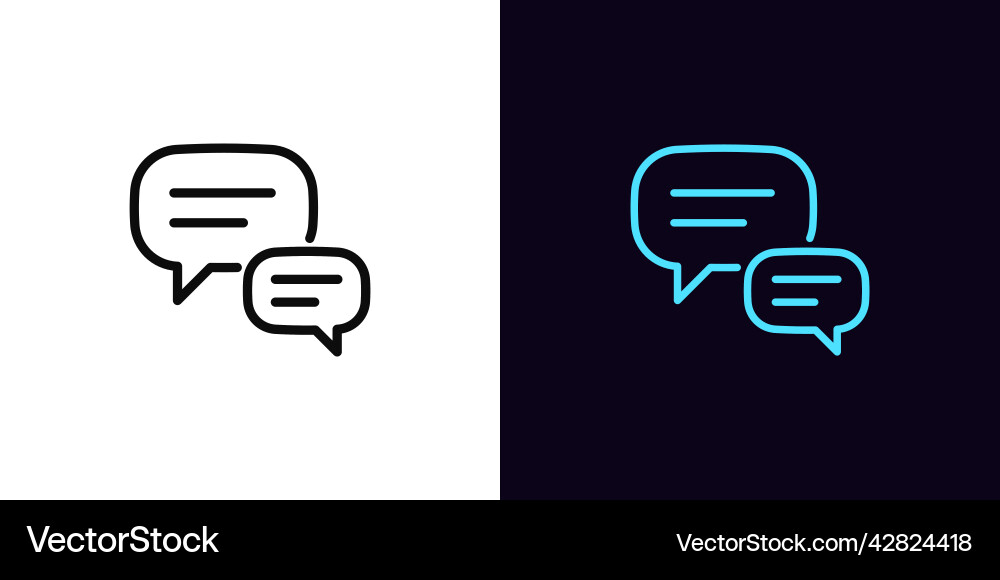 Outline chat icon with editable stroke linear Outline chat icon with editable stroke linear vector image