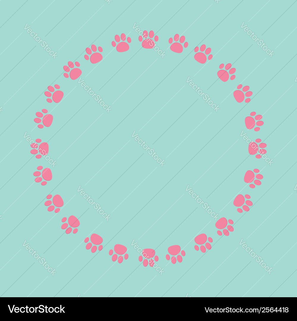 Paw print round frame empty template vector image