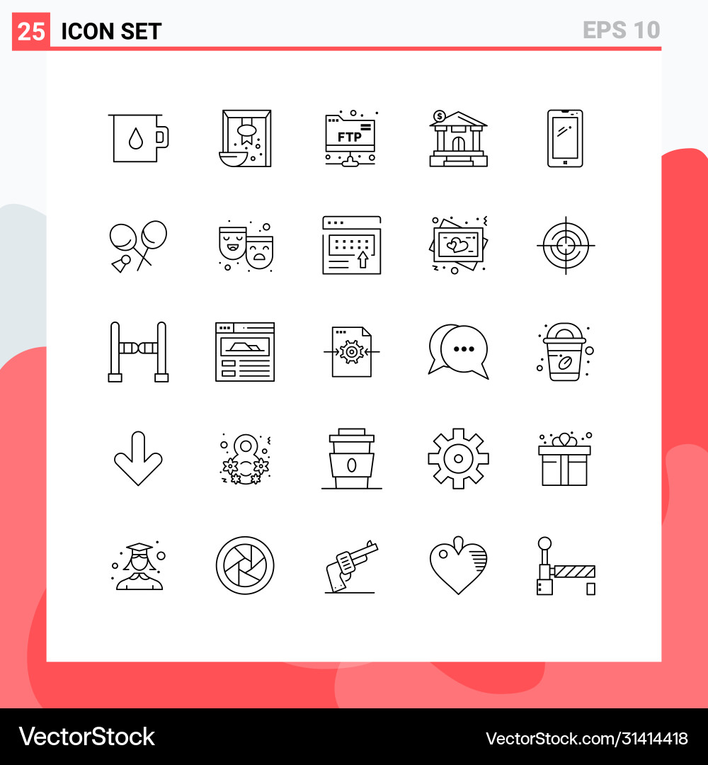 Pictograph set 25 simple lines android smart vector image