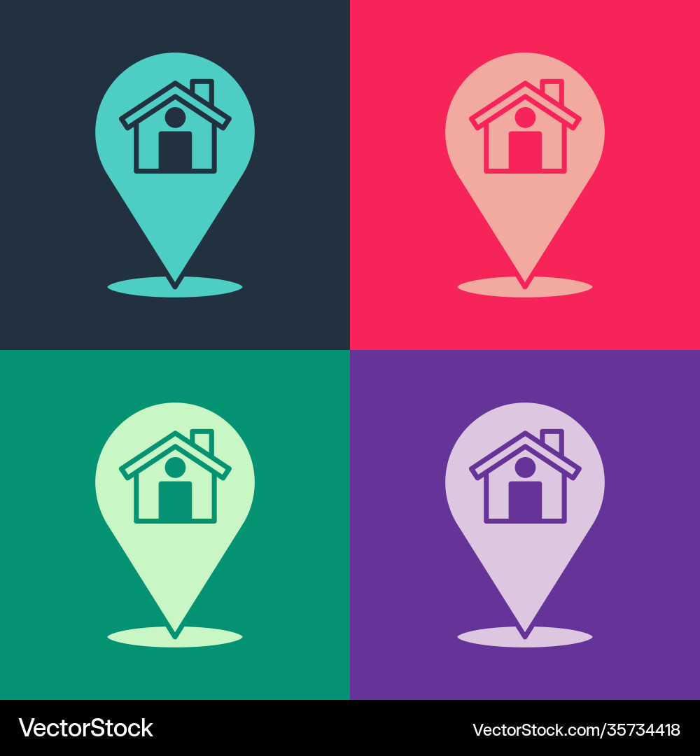 Pop art map pointer with house icon isolated Pop art map pointer with house icon isolated vector image