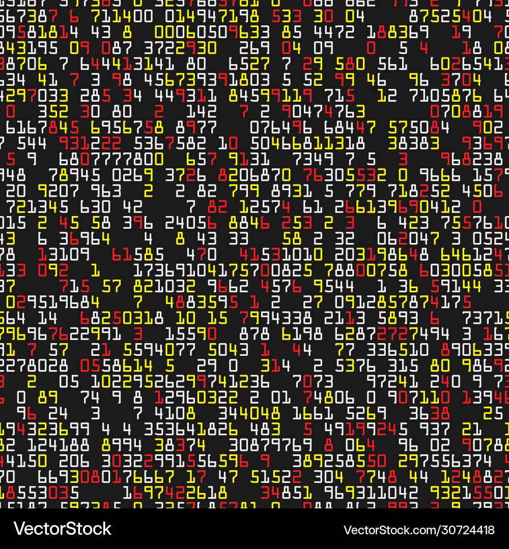 Red yellow and white numbers letters in random vector image