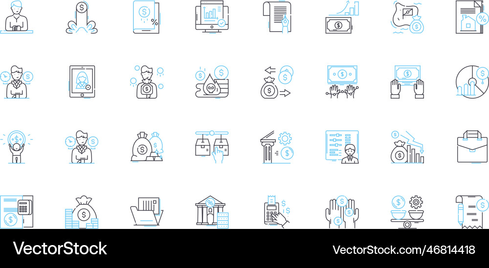Risk analysis linear icons set probability Vector Image