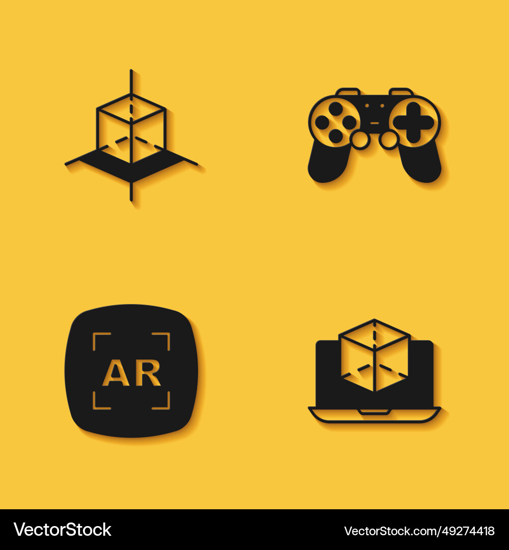 Set 3d modeling augmented reality ar and gamepad Set 3d modeling augmented reality ar and gamepad vector image