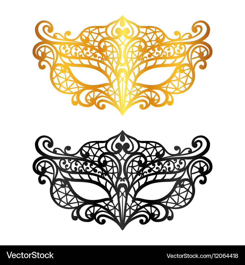 Set aus Spitze Fasching venetian masks auf weiß Vektorbild