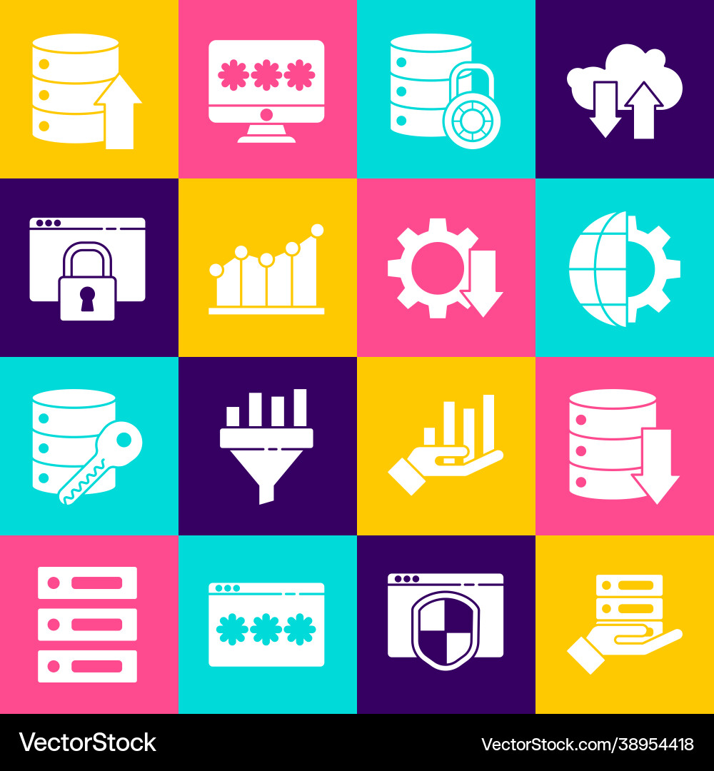 Set server data web hosting globe earth Set server data web hosting globe earth vector image