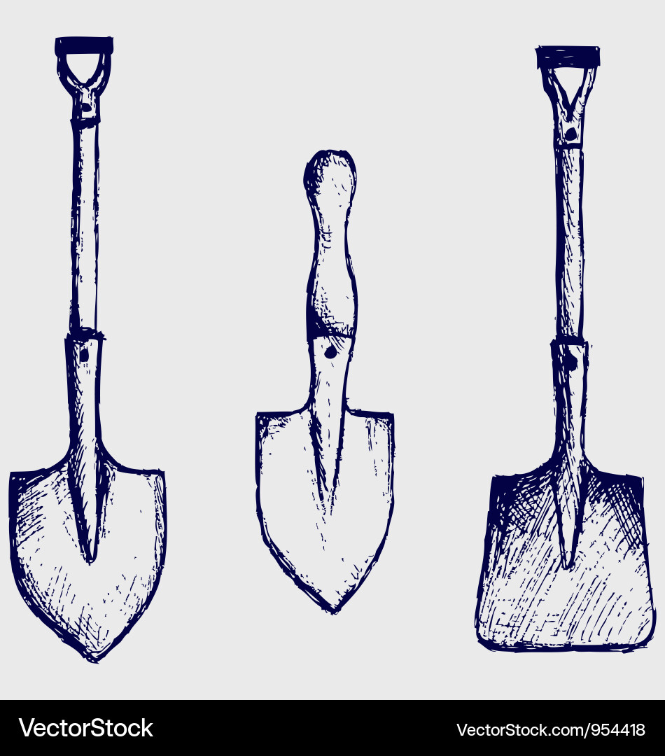 Shovel sketch Royalty Free Vector Image VectorStock
