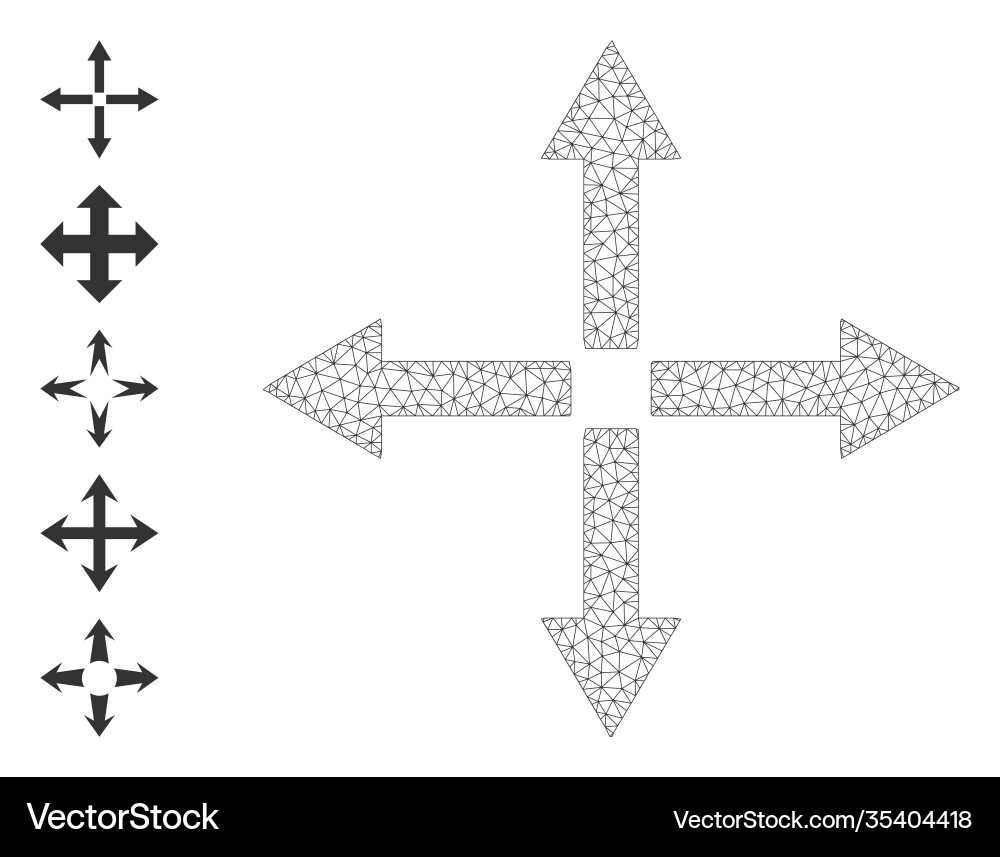 Web mesh expand arrows icon with simple glyphs Web mesh expand arrows icon with simple glyphs vector image