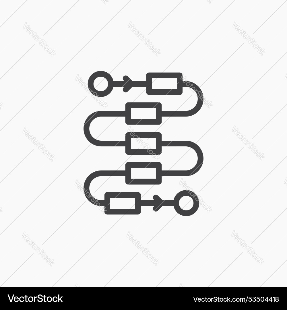 Workflow processline in thin line black color Workflow processline in thin line black color vector image