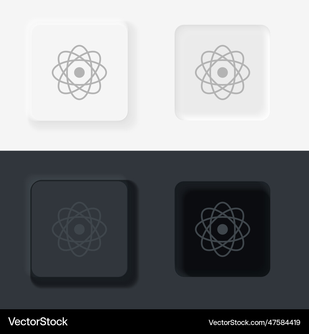 Atoms neomorphism style icon with button Vector Image