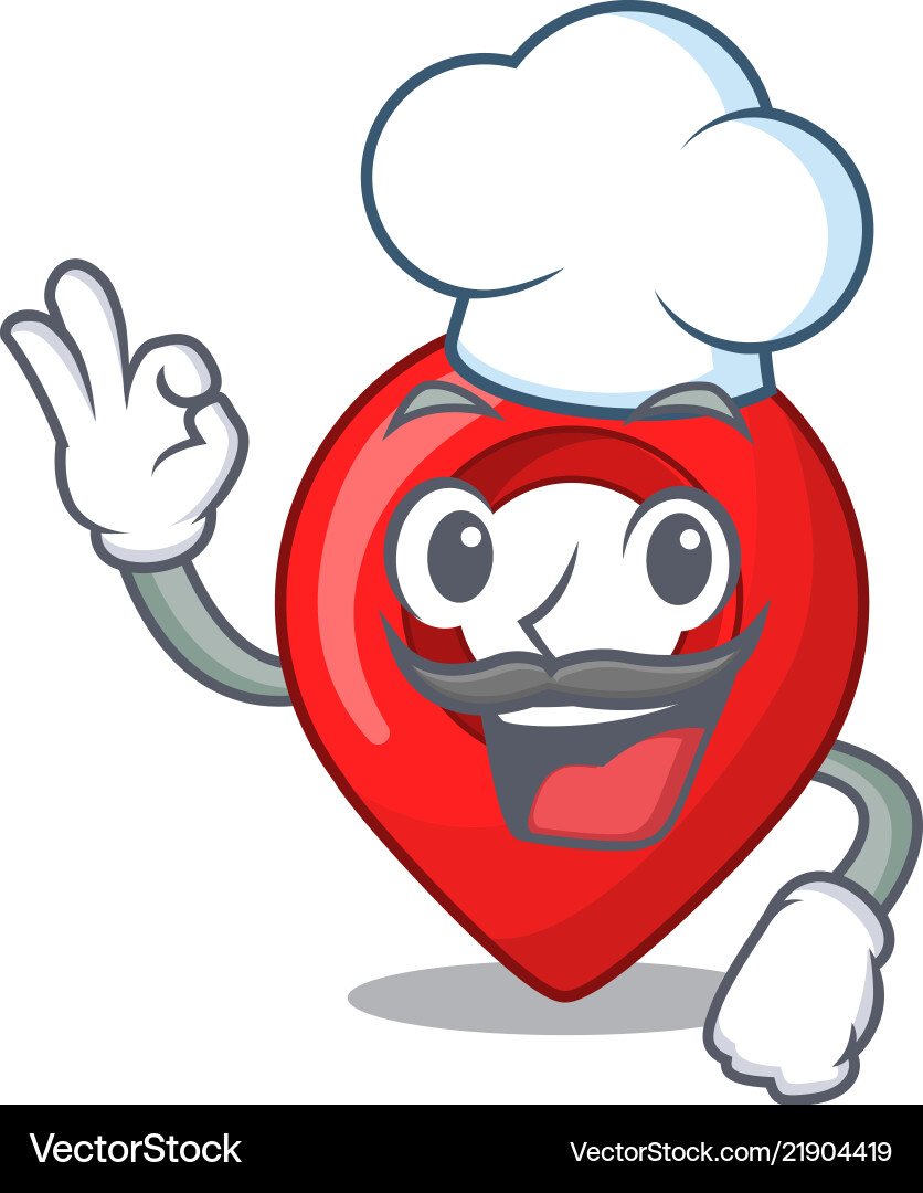 Chef navigation pin location map character cartoon vector image