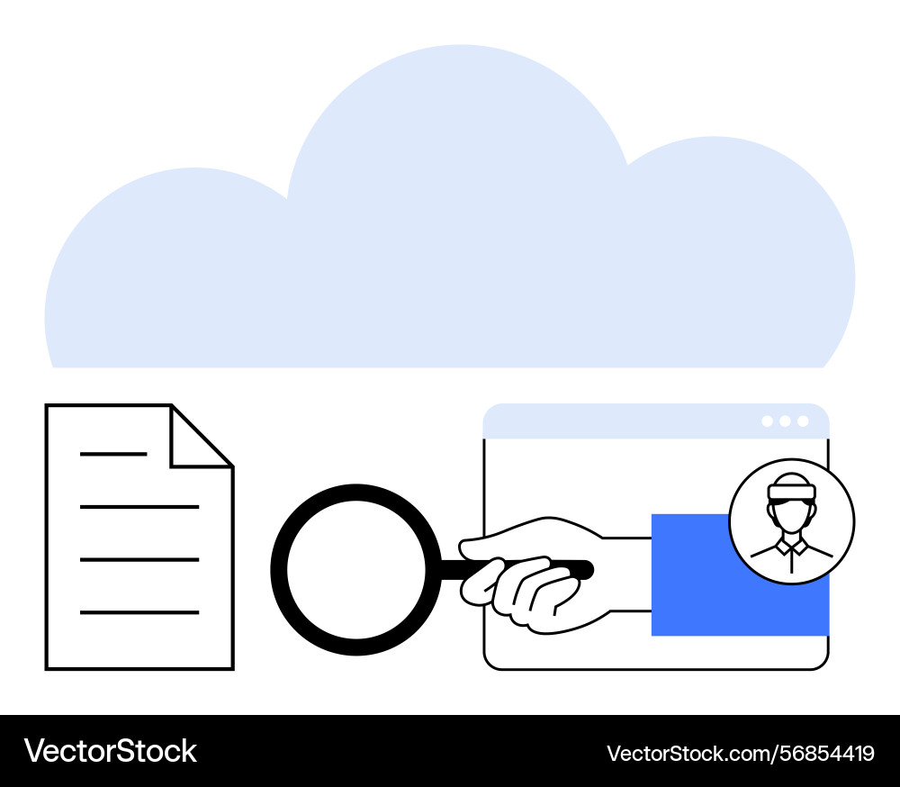 Cloud data analysis and secure document inspection Cloud data analysis and secure document inspection vector image