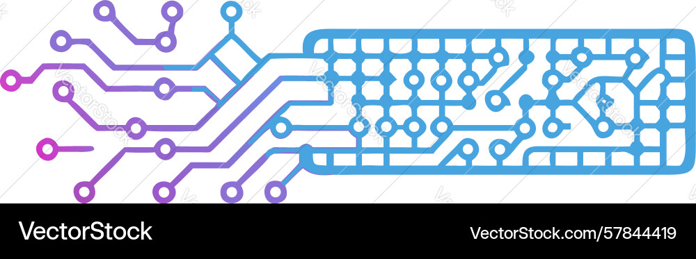 Cybernetic circuit keyboard data flow design vector image