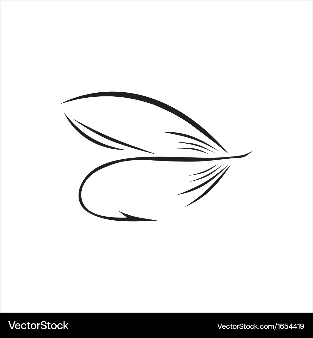 Fly Fishing Silhouette on White Vector Image
