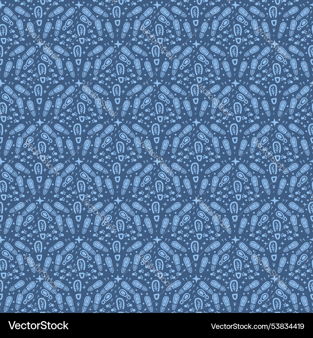 Footprint seamless pattern winter bootprints vector image