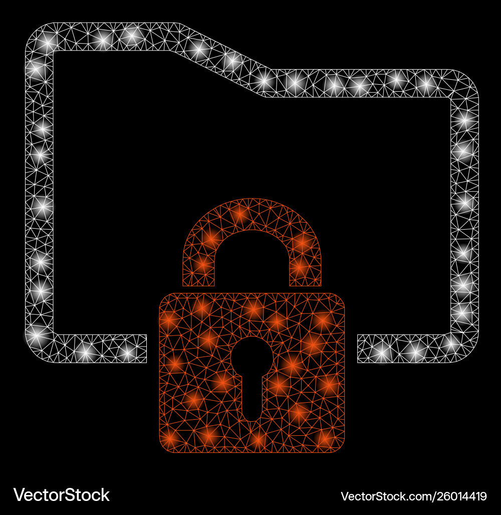 Glowing mesh network folder locked with flash Vector Image