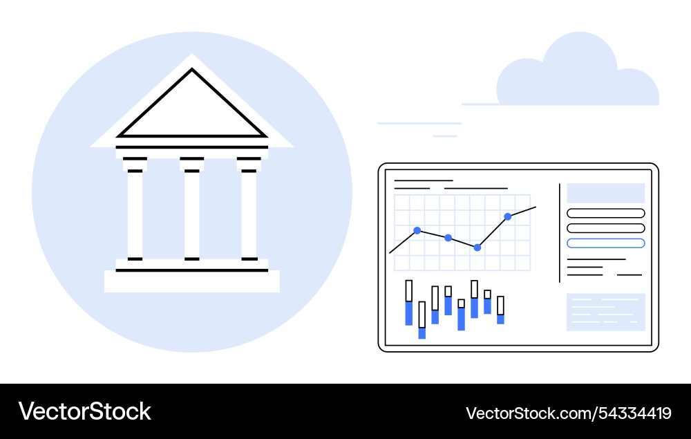 Government building and data report screen Government building and data report screen vector image