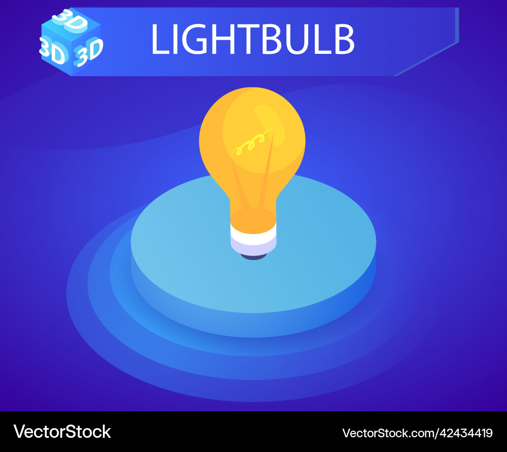 Lightbulb isometric design icon web 3d colorful Lightbulb isometric design icon web 3d colorful vector image