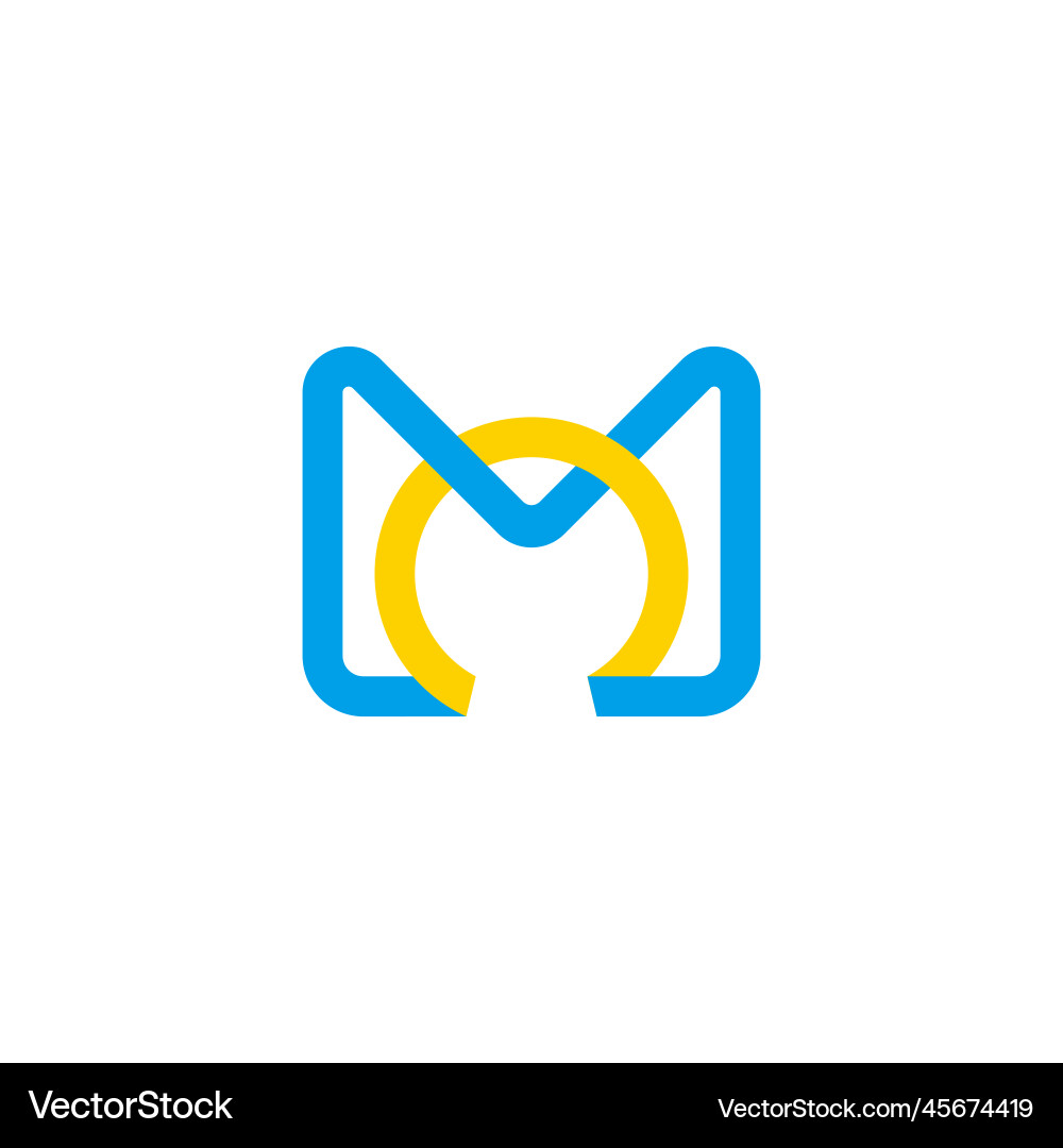 MO Initial Logo - Linked Lines vector image