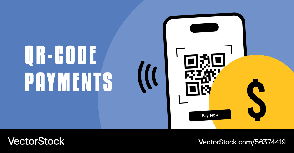 Qr code and mobile wallet banner with contactless Qr code and mobile wallet banner with contactless Vector Image