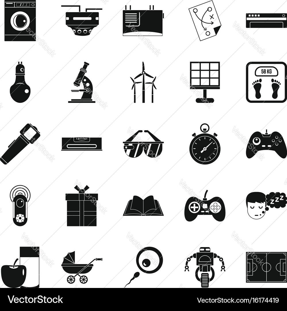 Robot icons set simple style Vector Image