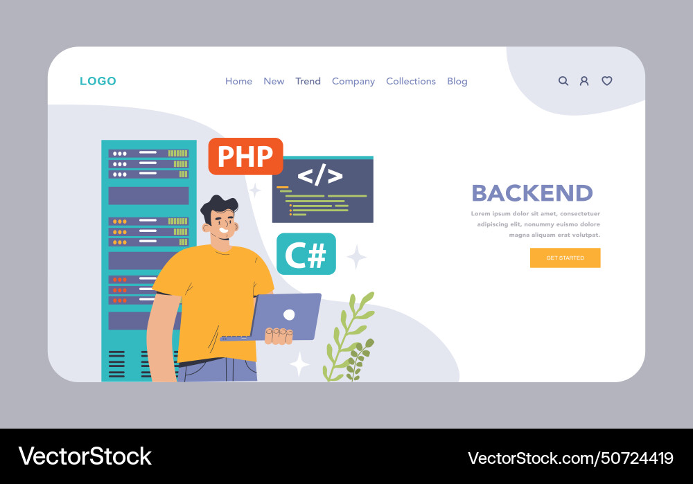 Software development web banner or landing page Software development web banner or landing page vector image