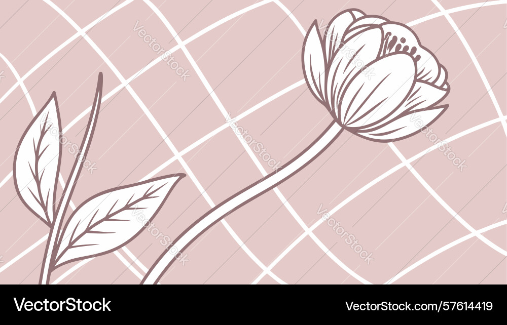 Stylized tulip flower on grid pattern background Vector Image