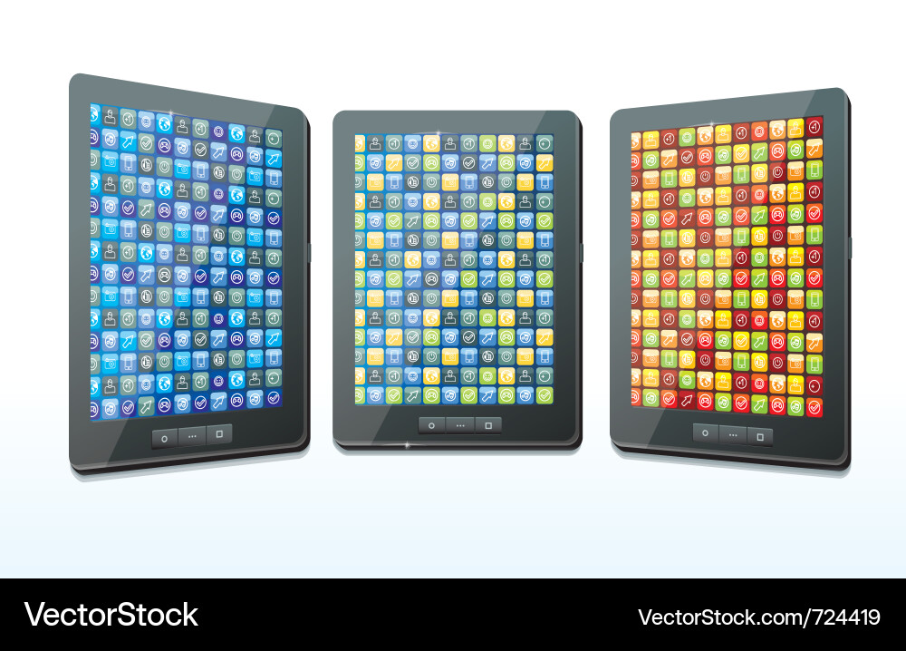 Three tablet computers vector image
