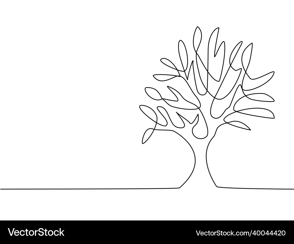 2 continuous line drawing of trees on a white Vector Image