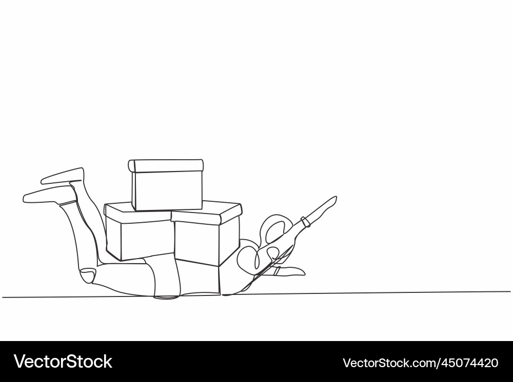 Continuous one line drawing stressed robot under Continuous one line drawing stressed robot under Vector Image