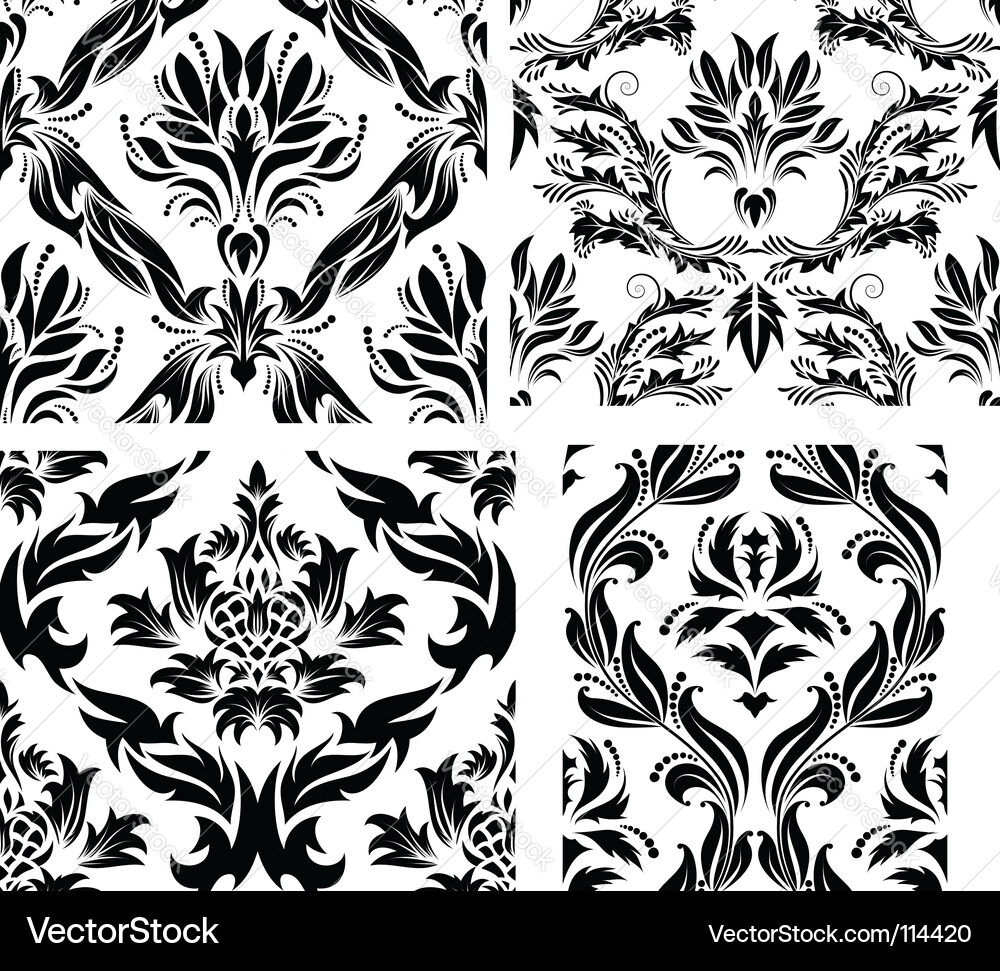 Damask patterns set vector image