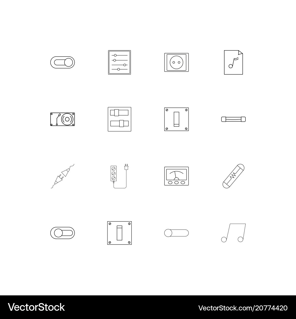 Electrical linear thin icons set outlined simple vector image