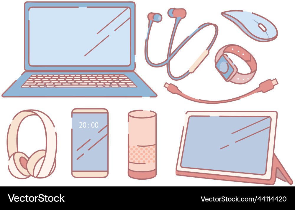 Headset of different smart computer gadgets Headset of different smart computer gadgets vector image