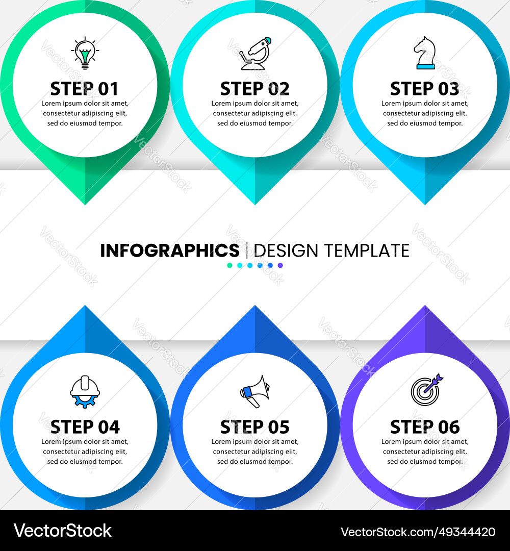 Infographic template 6 pointers with a title Infographic template 6 pointers with a title vector image