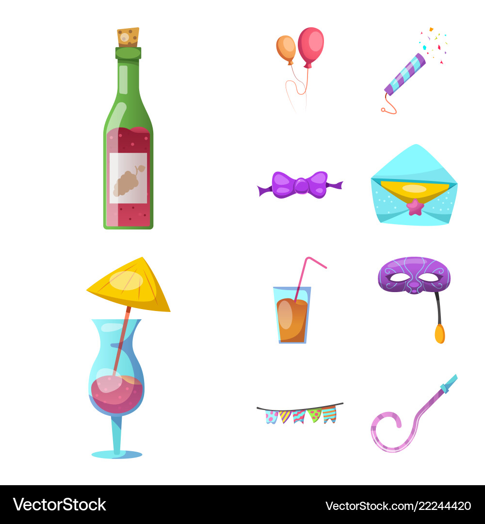 Isolated object of party and birthday symbol set Isolated object of party and birthday symbol set Vector Image