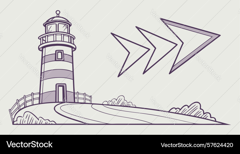 Lighthouse icon with dynamic arrows concept Vector Image