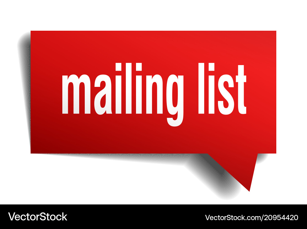 Mailing list red 3d speech bubble vector image