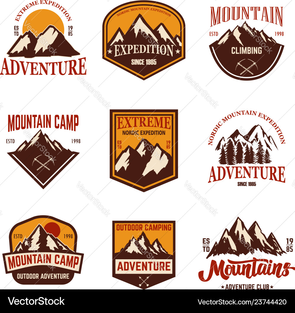 Mountain Emblems - Adventure & Outdoors Vector Image