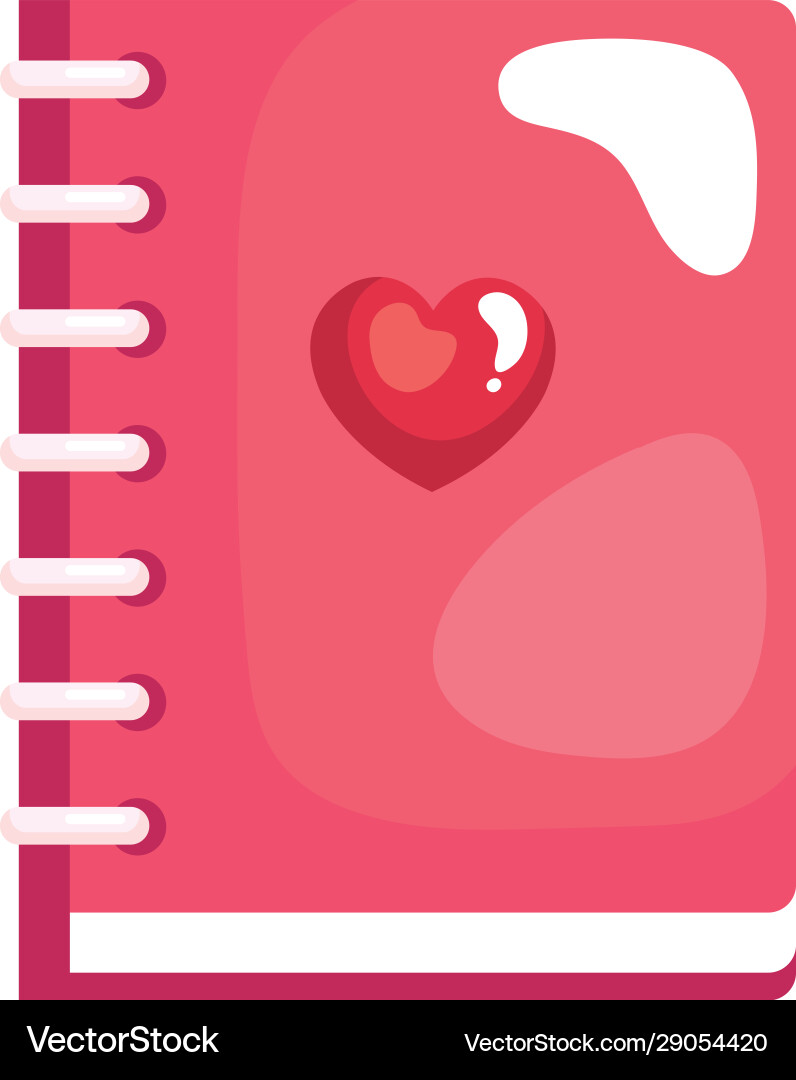 Notebook with heart isolated icon vector image