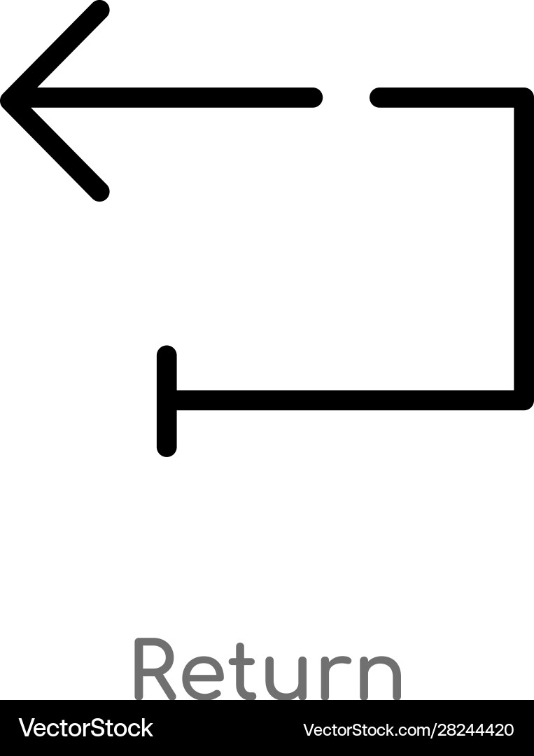 Outline return icon isolated black simple line vector image