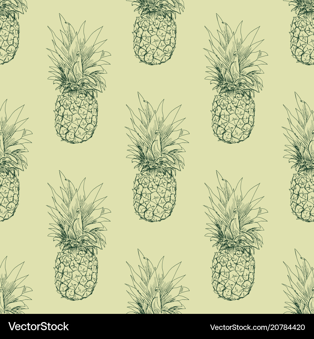 Pineapple sketch seamless pattern Pineapple sketch seamless pattern vector image