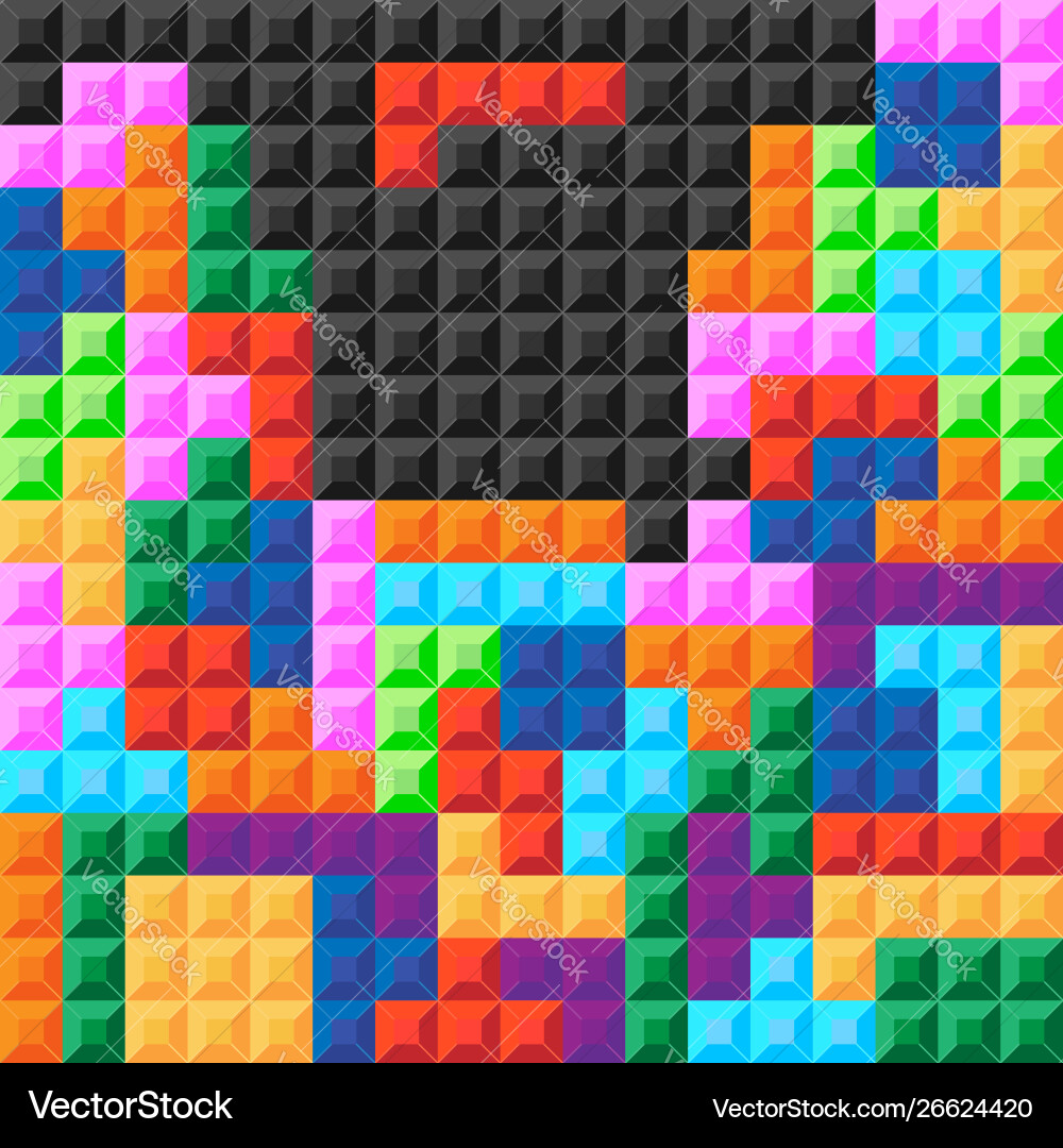 Pixelated Square Game Blocks vector image