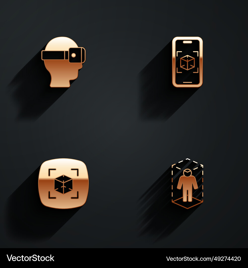 Set virtual reality glasses 3d modeling and icon vector image