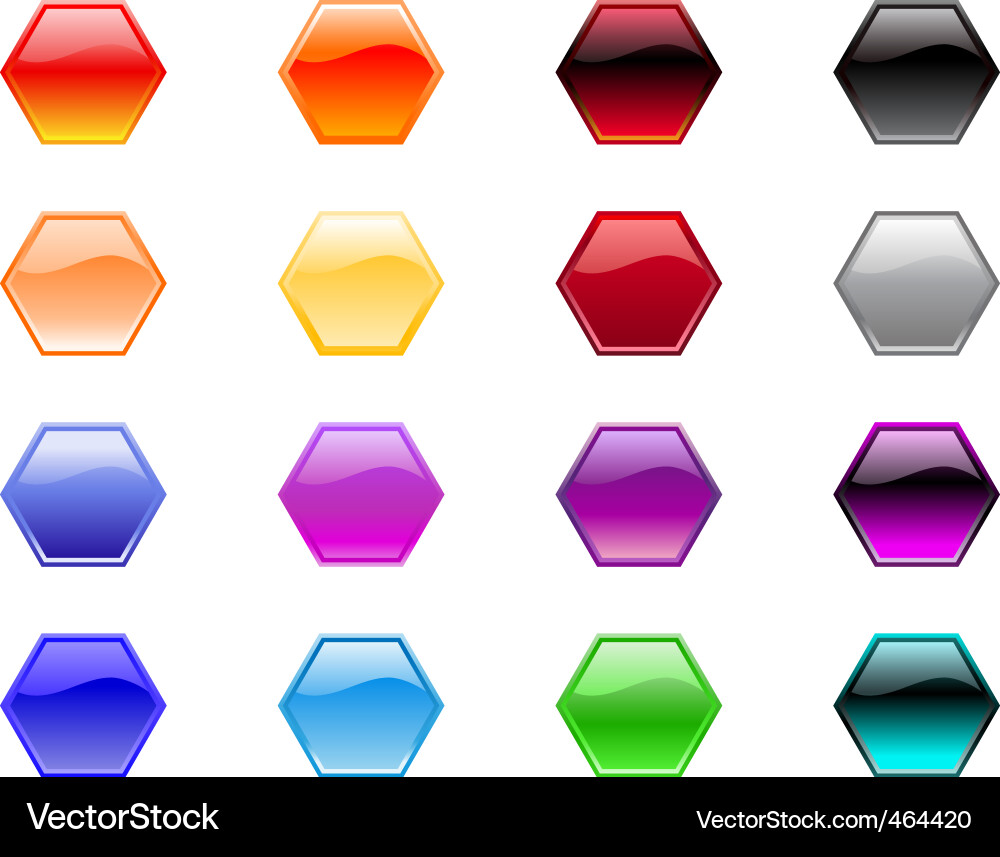 Shiny Hexagon Buttons vector image