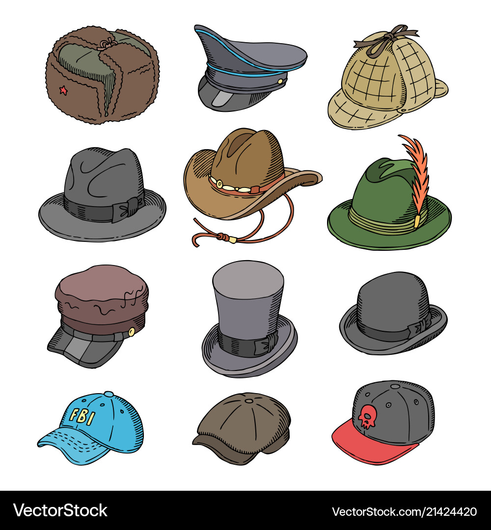 Stylish Hats Collection vector image