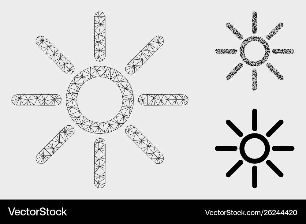 Sun mesh 2d model and triangle mosaic icon Sun mesh 2d model and triangle mosaic icon vector image
