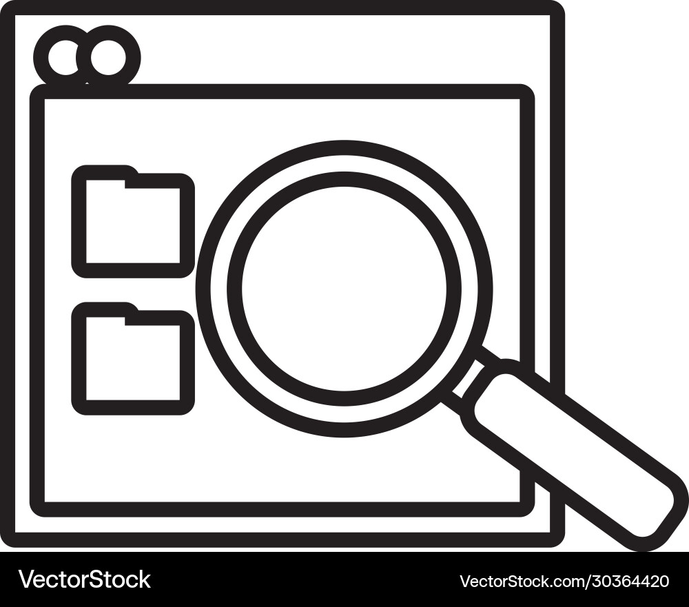 Template webpage with magnifying glass line style vector image