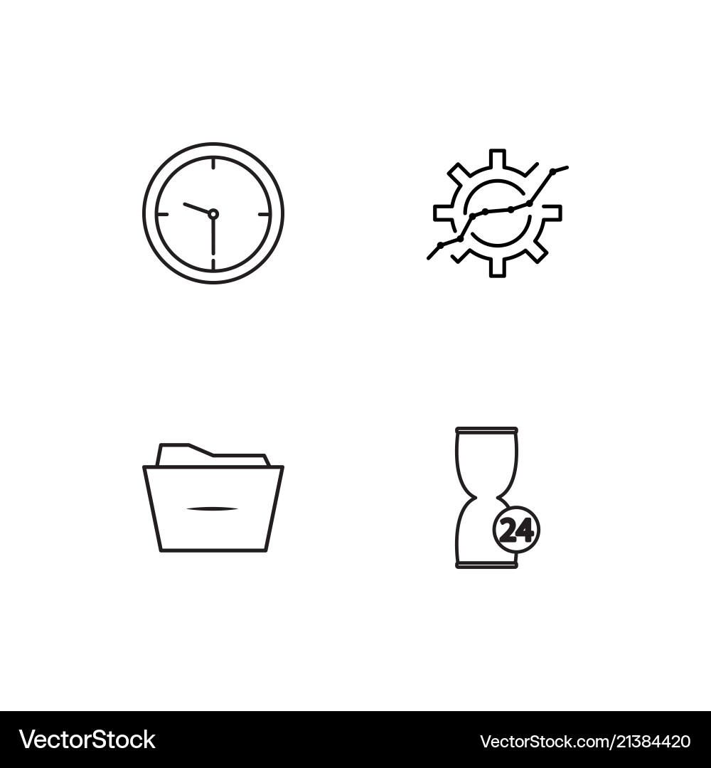 Time linear icons set simple outline vector image